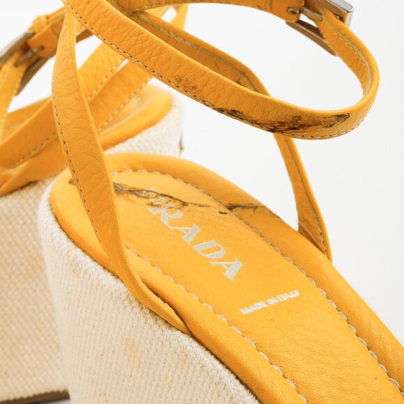 Prada Yellow Platform Beach Theme Appliqué Espadrille Sandals - Picture 11 of 12